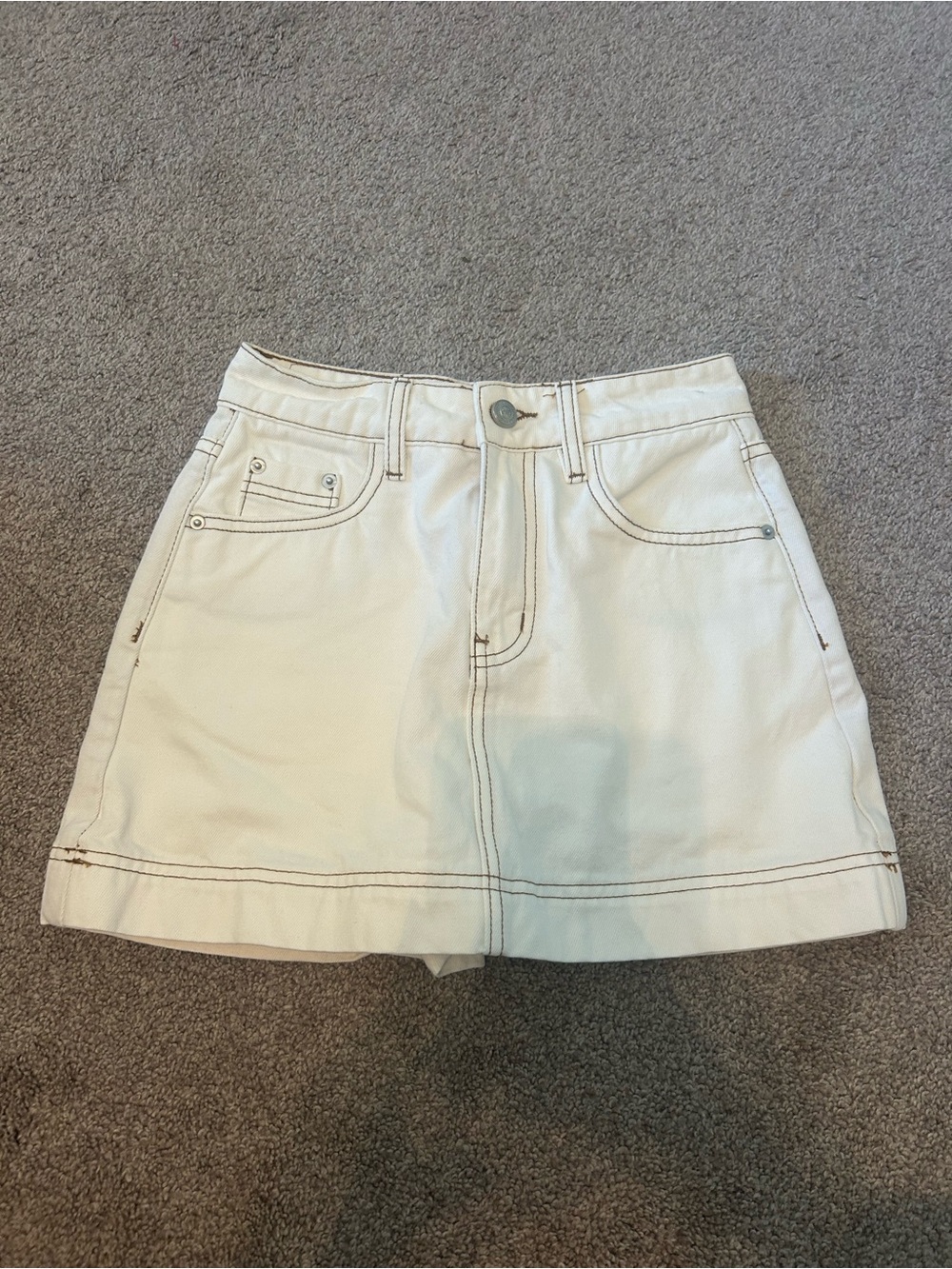Princess Polly Cream High-Waist Denim Skirt